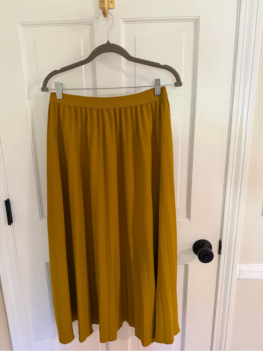 a new day Mustard Pleated Midi Skirt